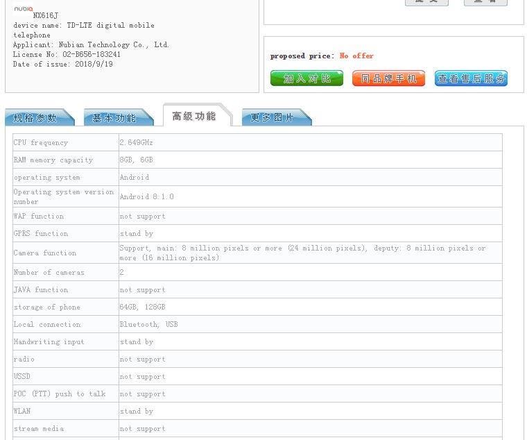 Dual Display Nubia Phone Appears On TENAA