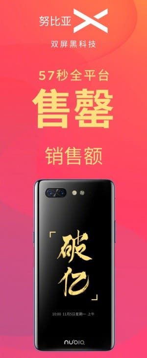 Nubia X first official sales - sold out in seconds