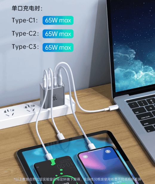 Nubia 65W gallium nitride four-port charger commence sales: suitable for Huawei and Apple