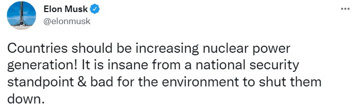 Elon Musk blasts environmentalists: shutting down nuclear power plants is 'anti-human'