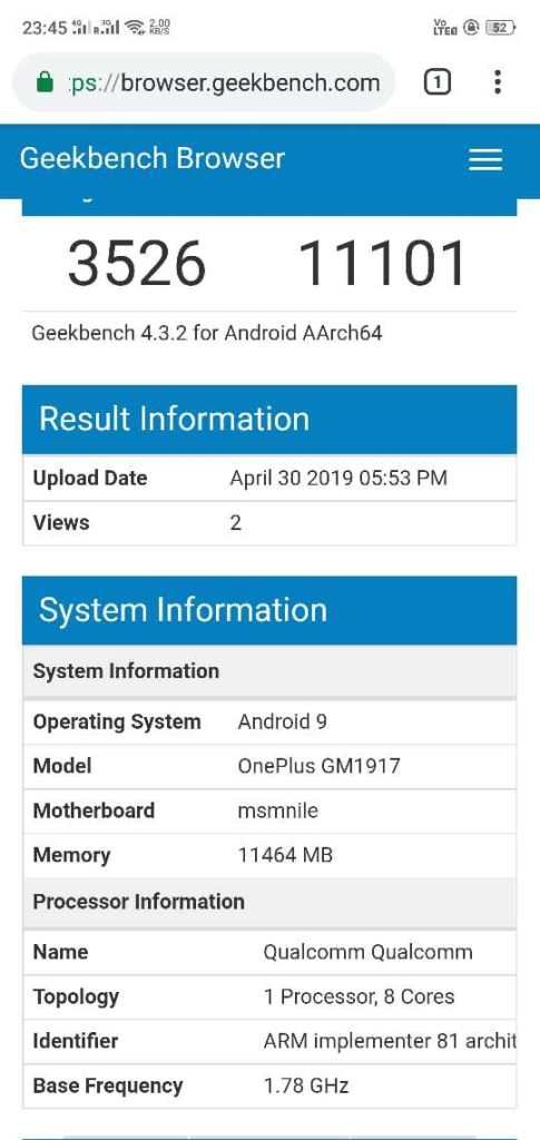 Oneplus 7 Pro spotted on Geekbench with Snapdragon 855 and 12GB RAM