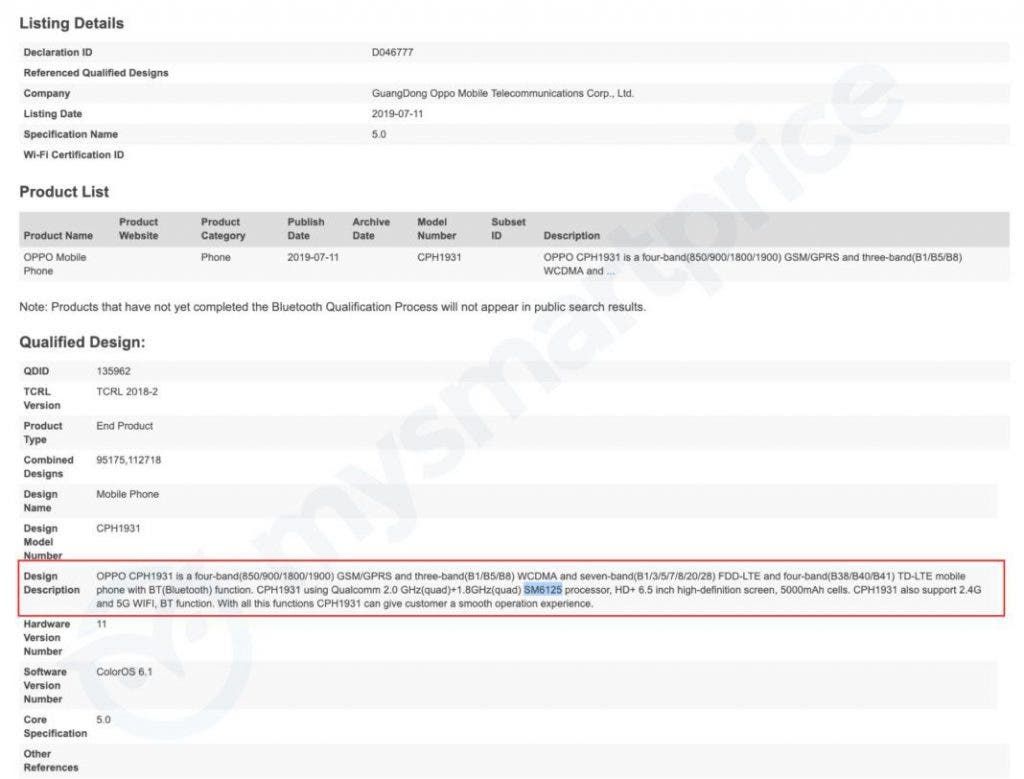 Mystery OPPO device with Snapdragon 665, 5000mAh battery detected on Bluetooth SIG