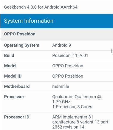 OPPO Poseidon with SD 855 spotted on Geekbench database