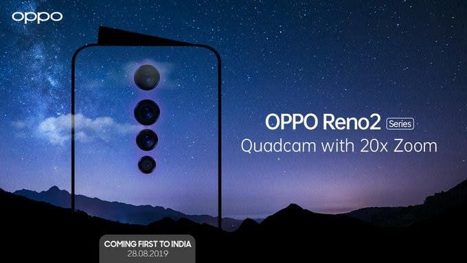 OPPO Reno 2 with Quad cameras and 20x zoom coming on August 28
