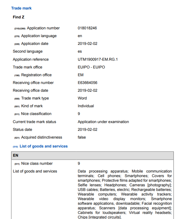 OPPO trademarks the Find Z moniker, sequel to Find X could be in the making?