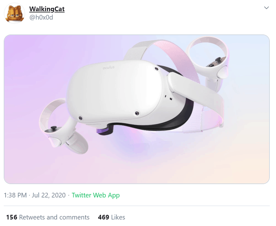 Oculus Quest 2 VR headset render appears online