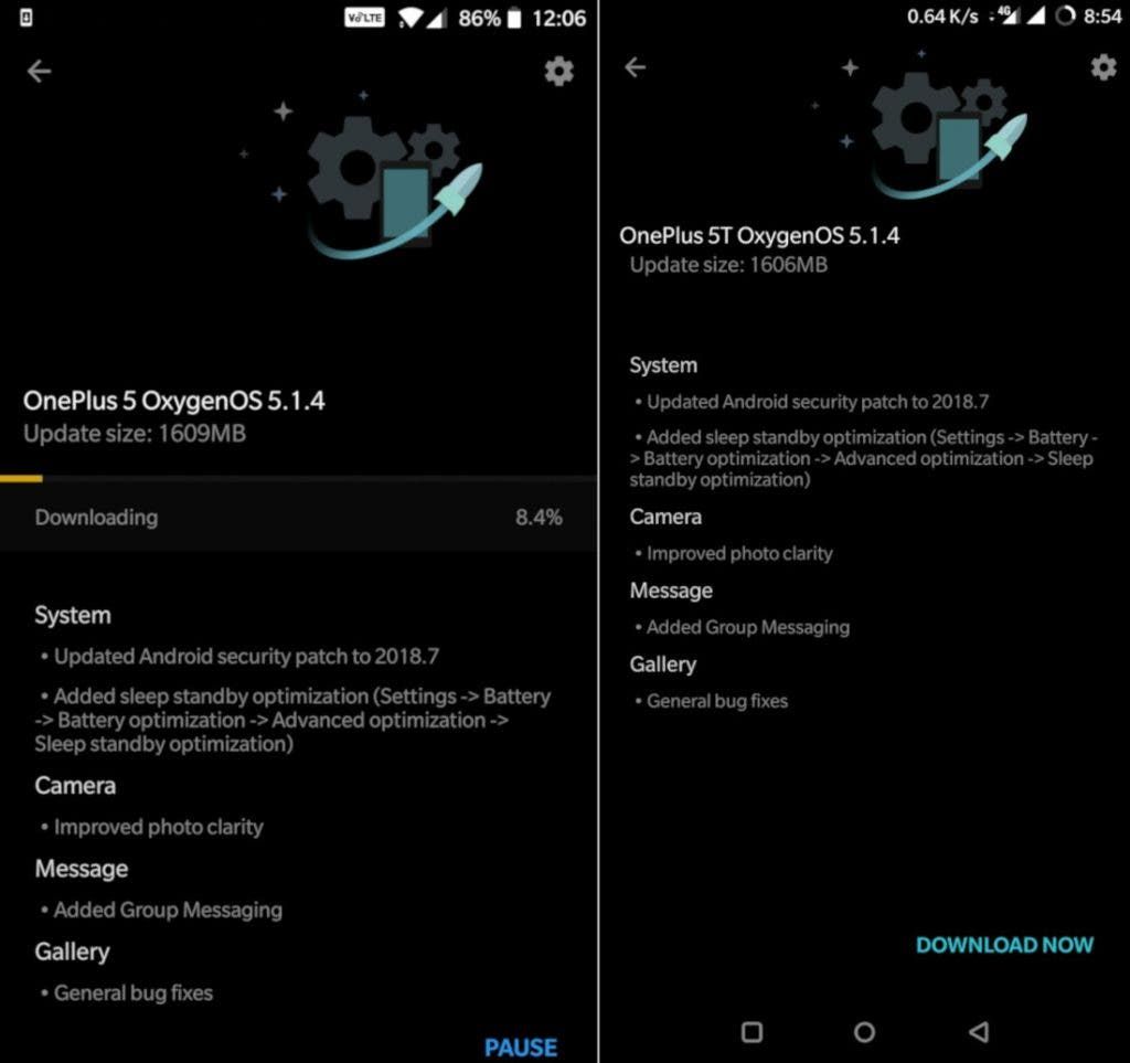 OnePlus 5 and 5T get Oxygen OS 5.1.4, brings July security patch and Sleep Standby