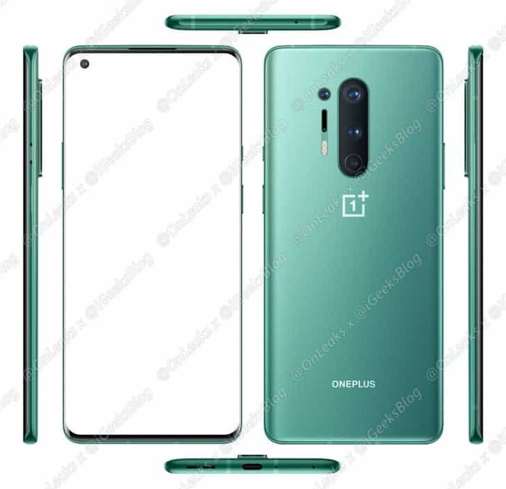OnePlus 8 Pro green version rendering exposure: fresh colors, high screen ratio