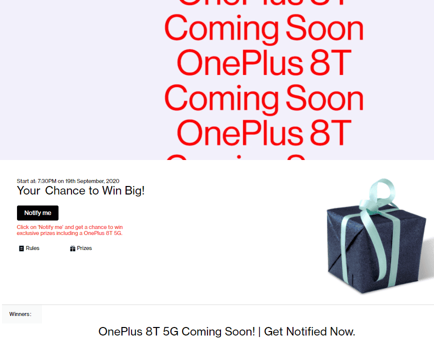 OnePlus 8T is coming soon: "Notify Me" option now available