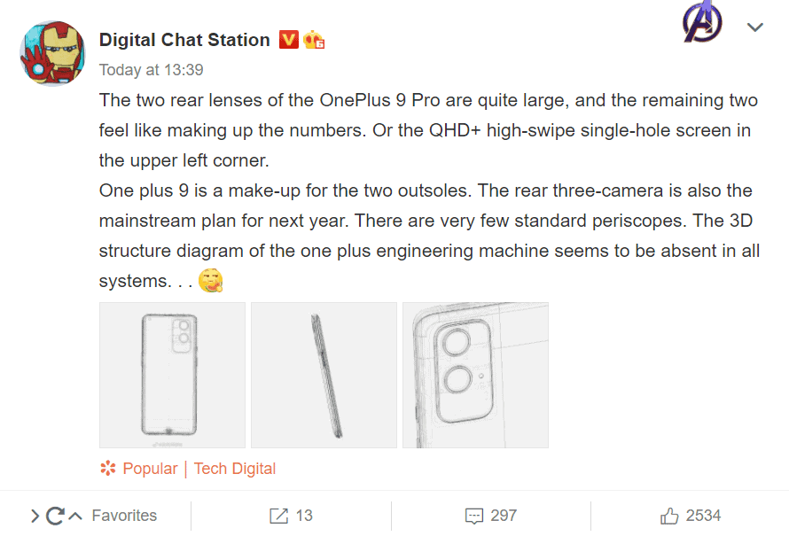OnePlus 9 Pro technically uses two large rear cameras