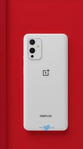 OnePlus 9 new render shows a pure white body with a matrix triple camera