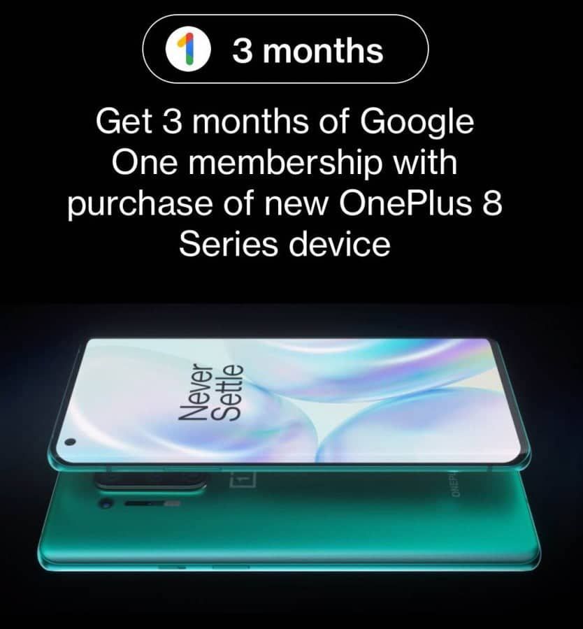 OnePlus 8: the brand offers 3 months of Google One storage