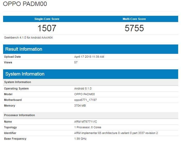 OPPO A3 Appears On Geekbench & TENAA With Helio P60 SoC