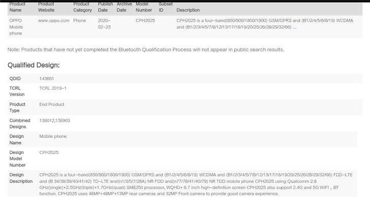 Oppo Find X2 Pro gets Bluetooth certification - exposes camera specs
