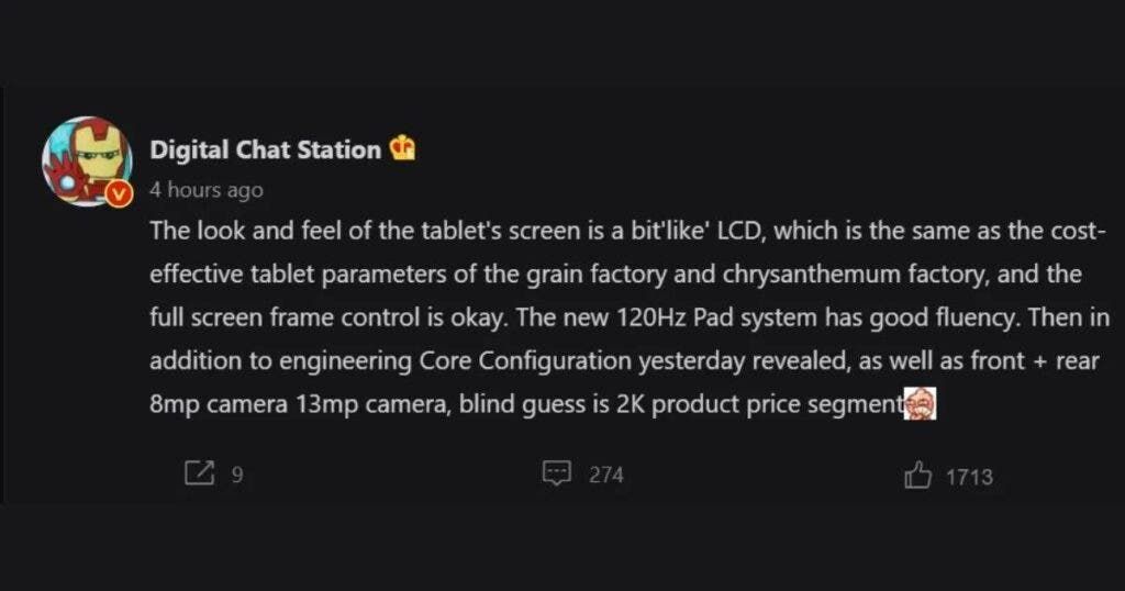 Oppo Pad Price, Specifications Revealed, Could Launch With Reno7 Series