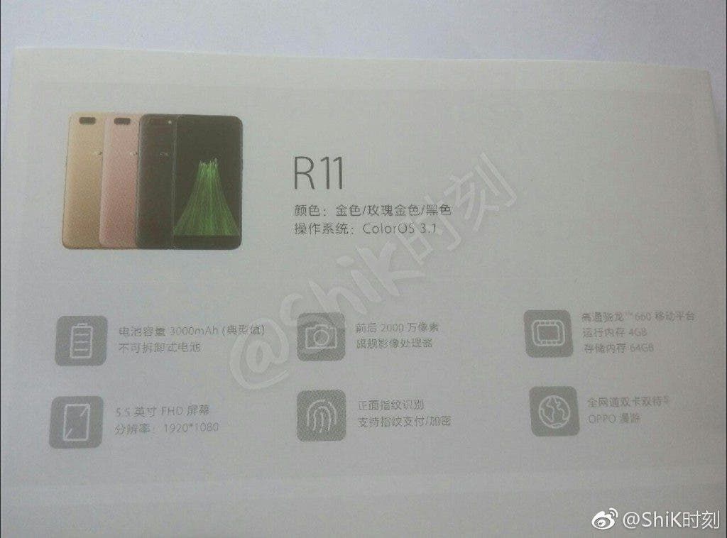 New set of Oppo R11/R11 Plus images leak along with official specs