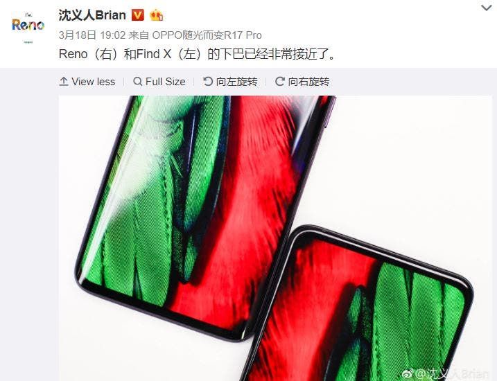 OPPO Reno will have a very thin chin like the Find X