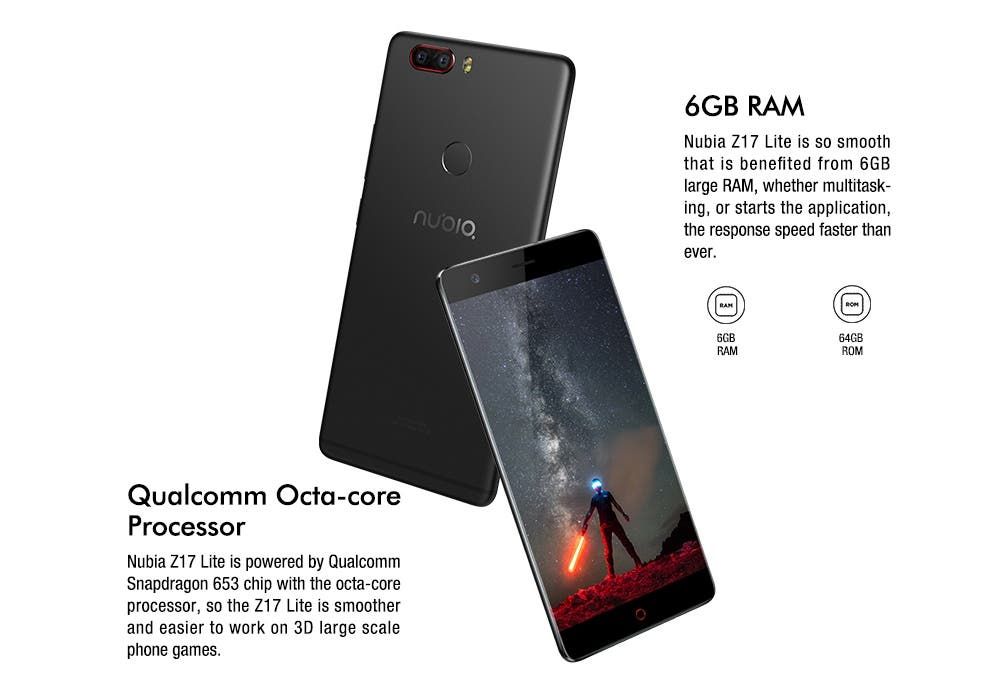 Nubia Z17 Lite Global version discounted on Geekbuying
