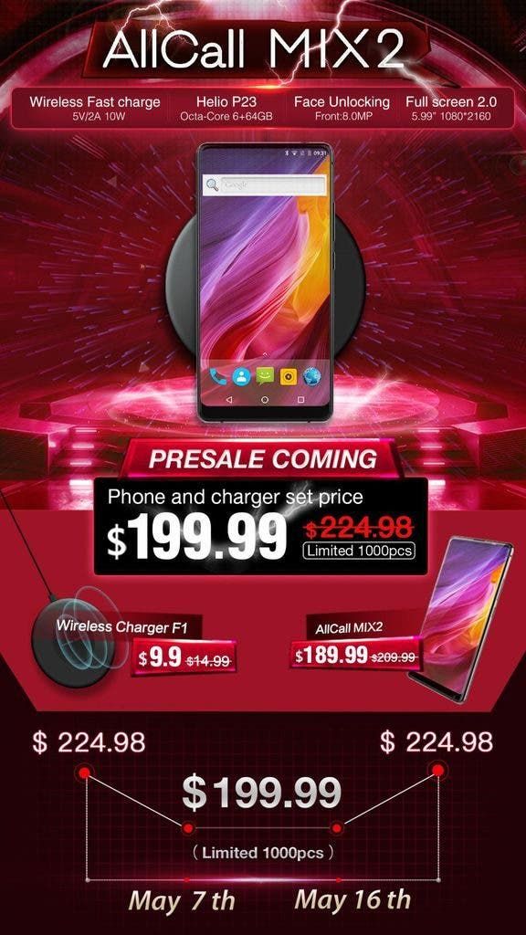 Presales for the AllCall MIX2 with wireless charging start with $189.99 price