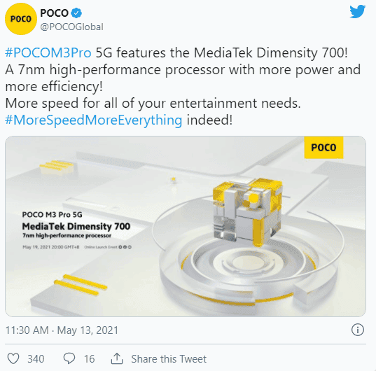 Poco M3 Pro 5G confirmed to use a Dimensity 700 SoC