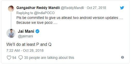 Pocophone F1 will likely get updated to at least Android Q