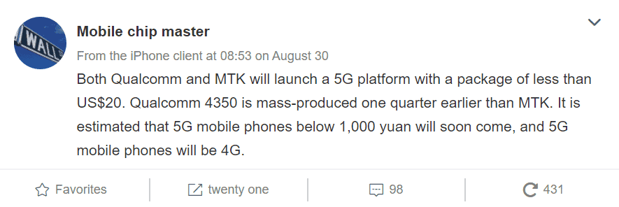 Qualcomm and MediaTek to launch 5G chips below $20