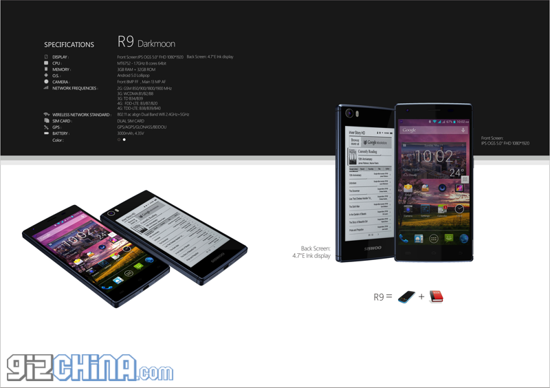 The Siswoo R9 Darkmoon is a dual screen flagship phone with better specs than the Yotaphone 2