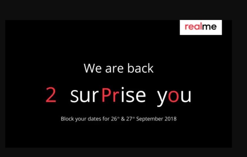 Realme schedules launch event for Sept. 27,  Realme 2 pro expected