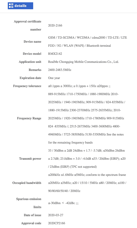 New Realme 5G device spotted on the 3C database