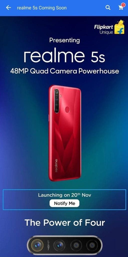 Realme 5s arriving on November 20, spec revealed