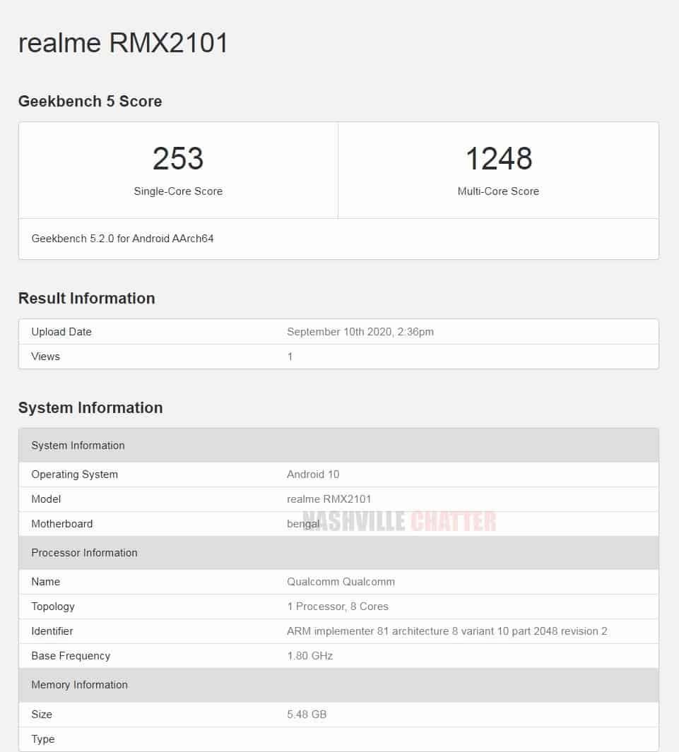 Realme C17 appears on Geekbench with SD460 SoC and 6GB of RAM