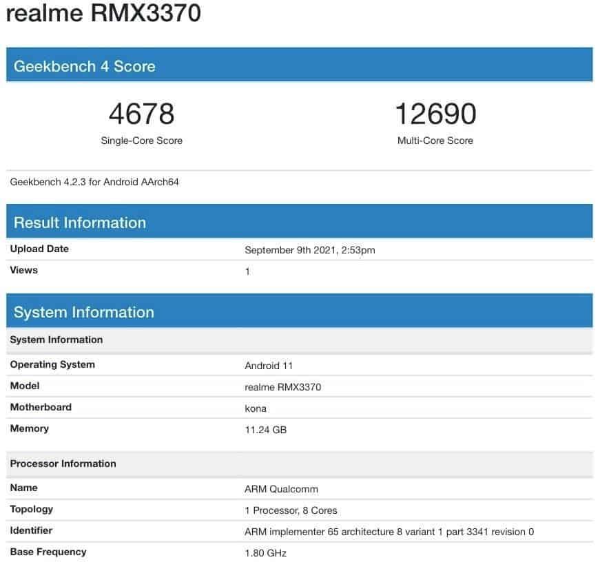 Realme GT Neo 2 passes by Geekbench with Snapdragon 870 under the hood