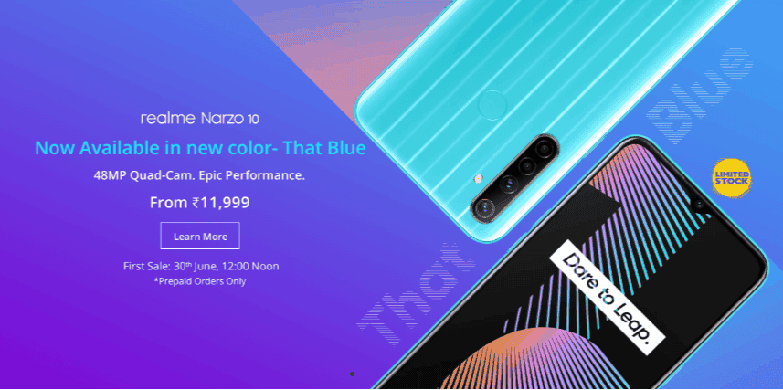 Realme Narzo 10 Eye-Catching Just Blue Color Is Coming To India