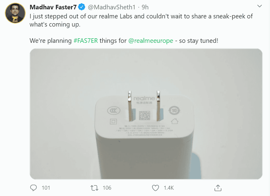Realme 125W Ultra Dart fast charger may launch in Europe soon