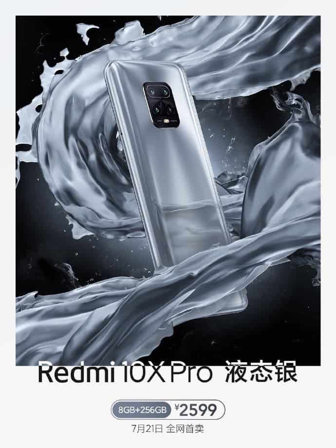 Redmi 10X Pro Liquid Silver version listed for 2599 yuan ($372)