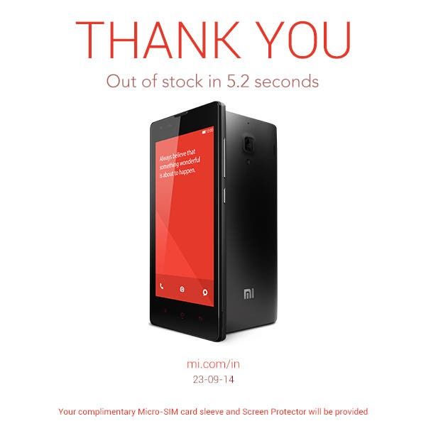 60,000-strong inventory of the Redmi 1S vanishes in 5.2 seconds in India