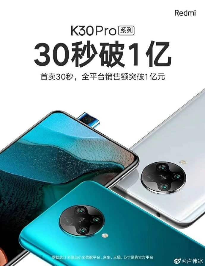 Redmi K30 Pro series sells over $14 million in 30 seconds
