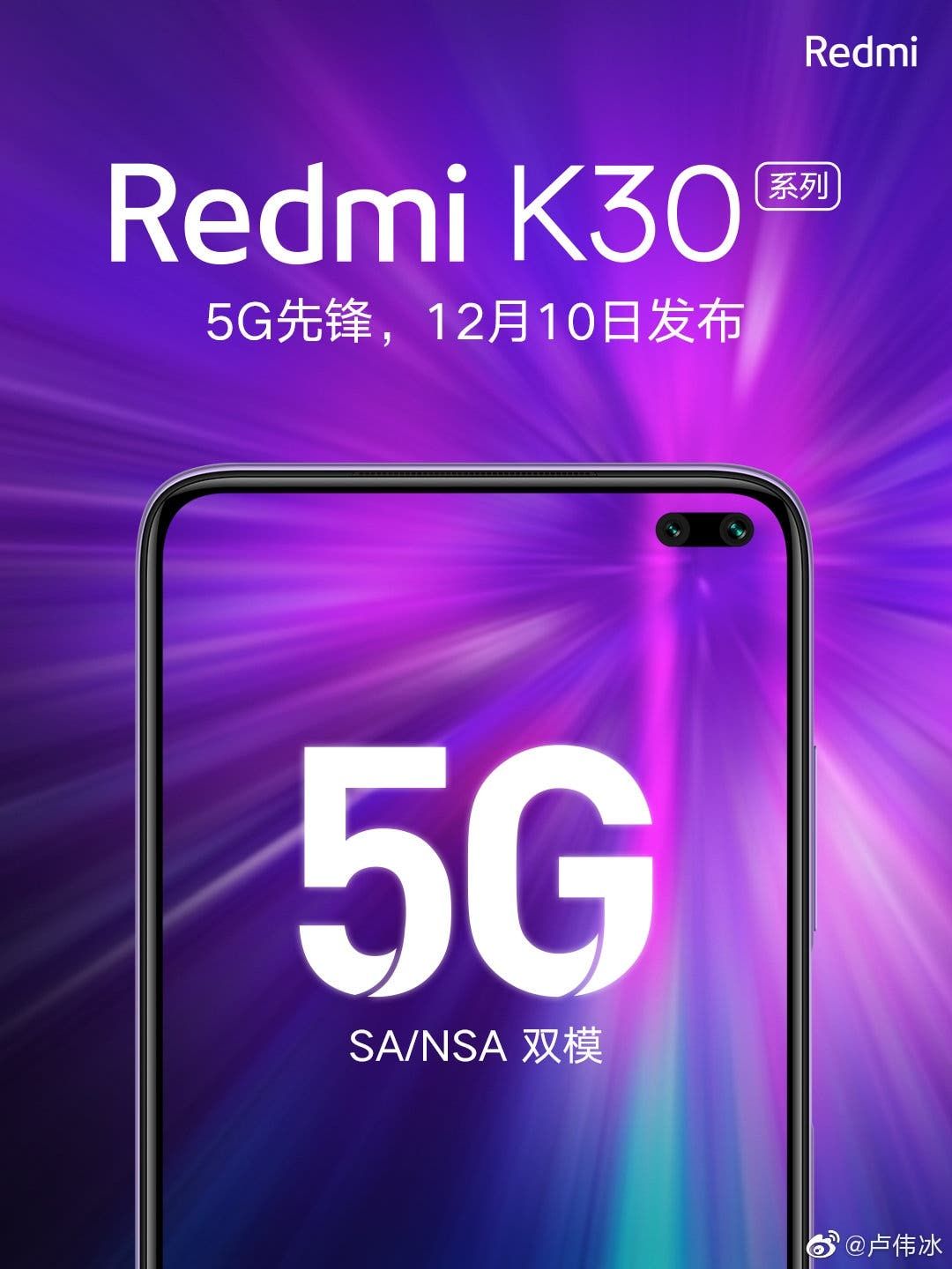 All Xiaomi 5G Phones after Redmi K30 will support SA/NSA network