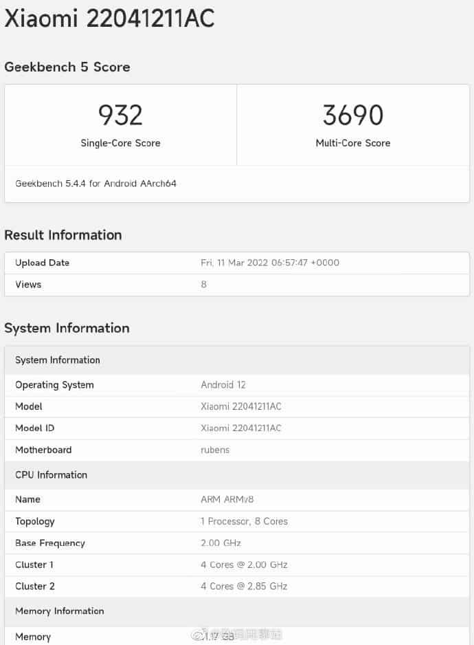 Dimensity 8100 version K50 running score