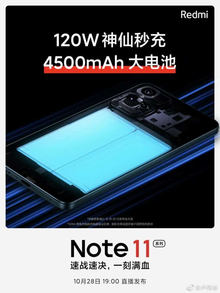 Redmi Note 11 to use dual batteries & dual charge pumps - generates less heat