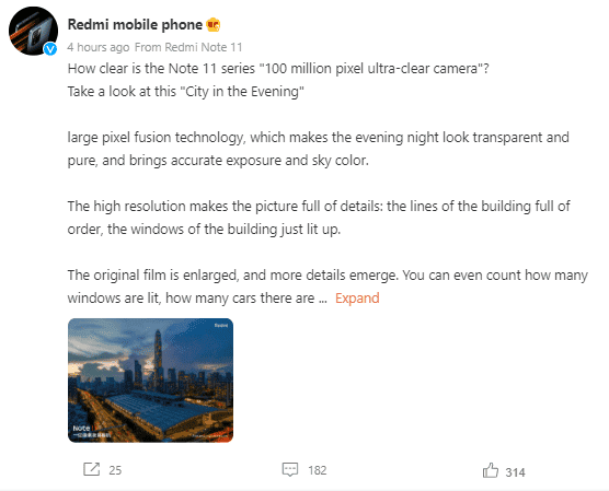 Redmi Note 11 will also come with a 108MP main camera  - see camera sample