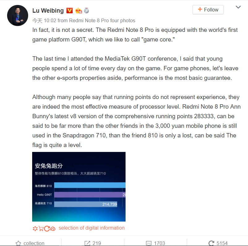 Redmi Note 8 Pro scores over 280,000 points on AnTuTu
