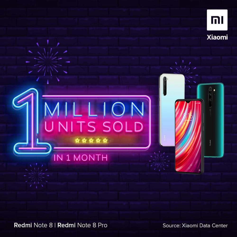 Redmi Note 8 & Note 8 Pro sells 1 million units in one month in India