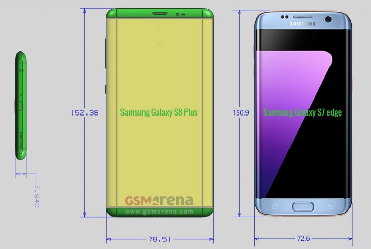 Samsung Galaxy S8/S8 Plus: their alleged dimensions leaked?