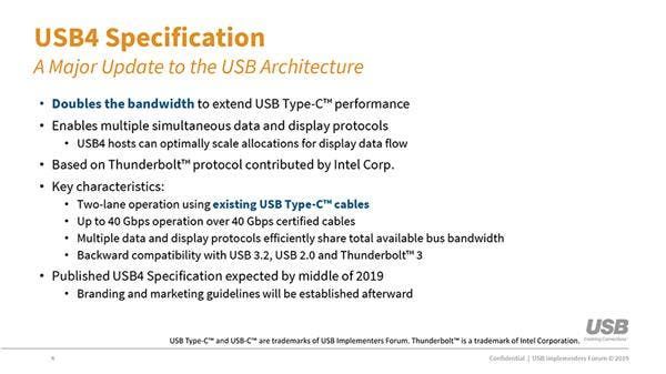 USB 4 Products At 40Gbps/100W Coming By The End Of 2020
