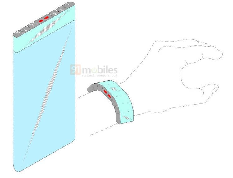 Samsung patented a smartphone with a removable bracelet screen