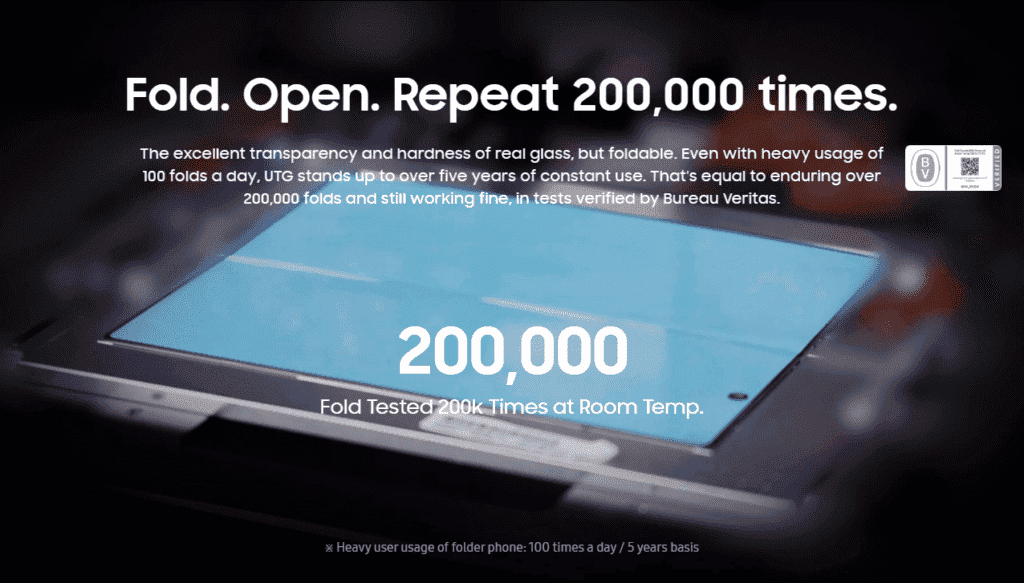 Samsung unveils a new OLED screen with 200,000x bending & a 1.4R folding radius