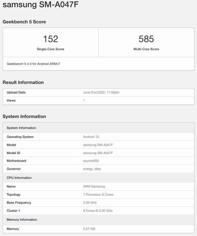 Samsung Galaxy A04s: first technical specifications