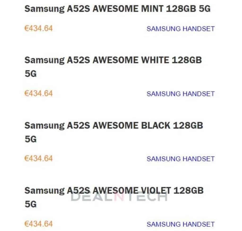 Samsung Galaxy A52s 5G Pricing & Other Details Leaked Before Launch