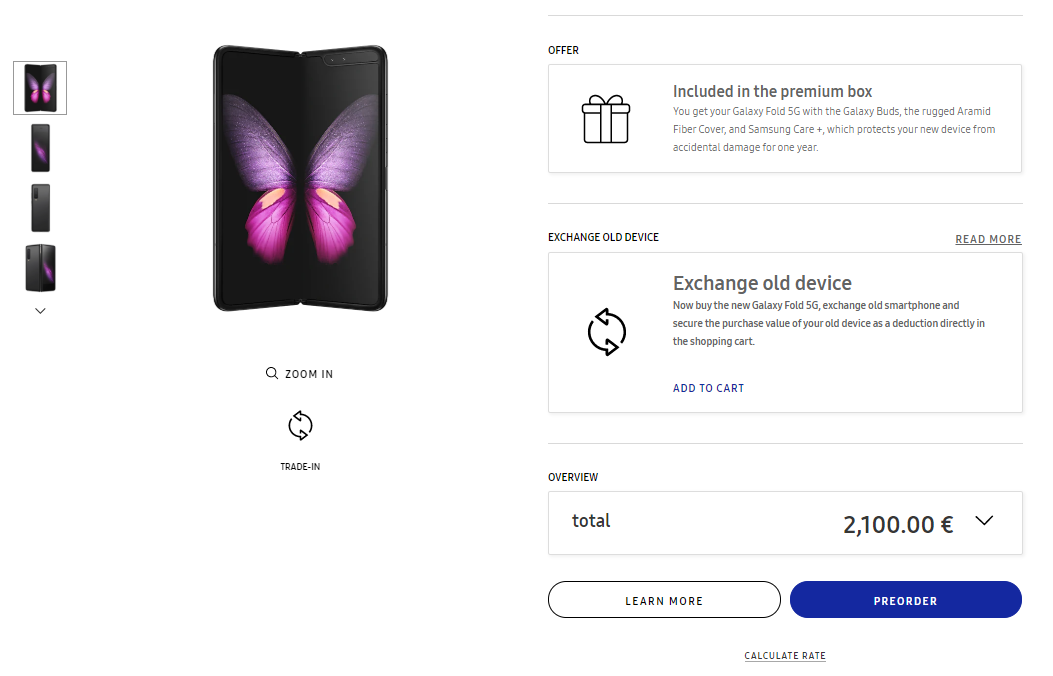 Samsung Galaxy Fold 5G launched in Germany for €2,100 ($2,321)